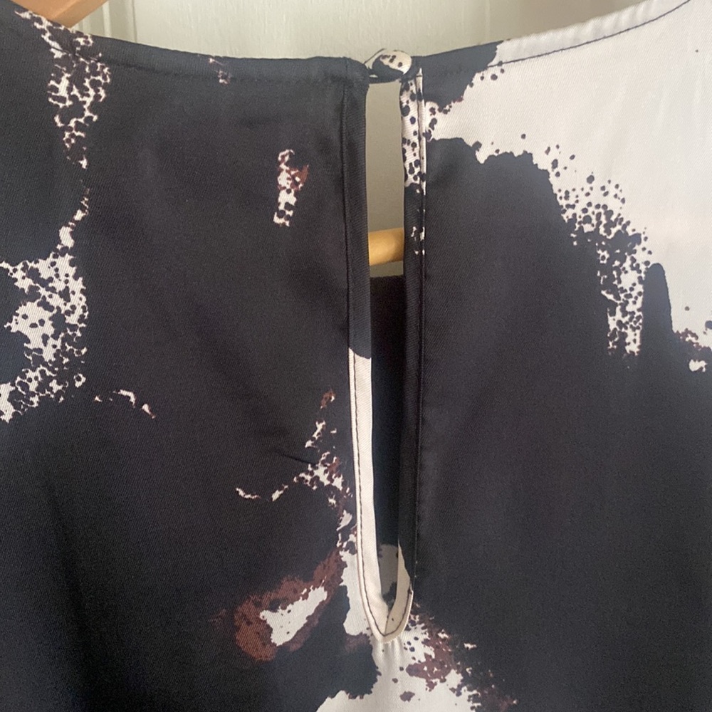 Alexis x Target Ruffle Mini Dress Size S Abstract Print Black & Tan Rope Belt - Picture 10 of 12
